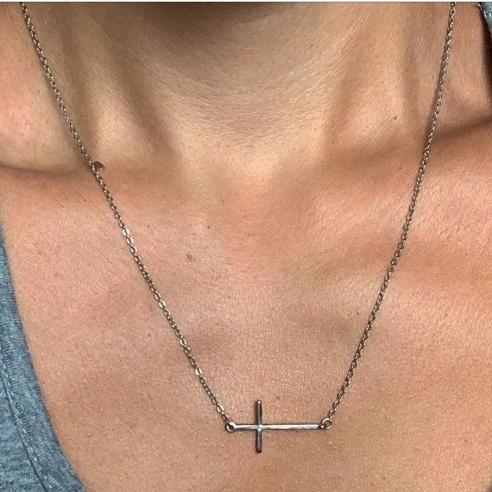 Dainty silver cross necklace